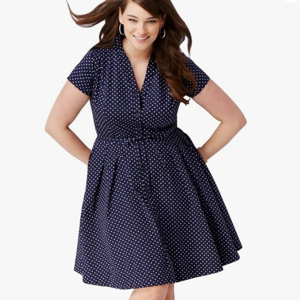 polka dot button front skater dress